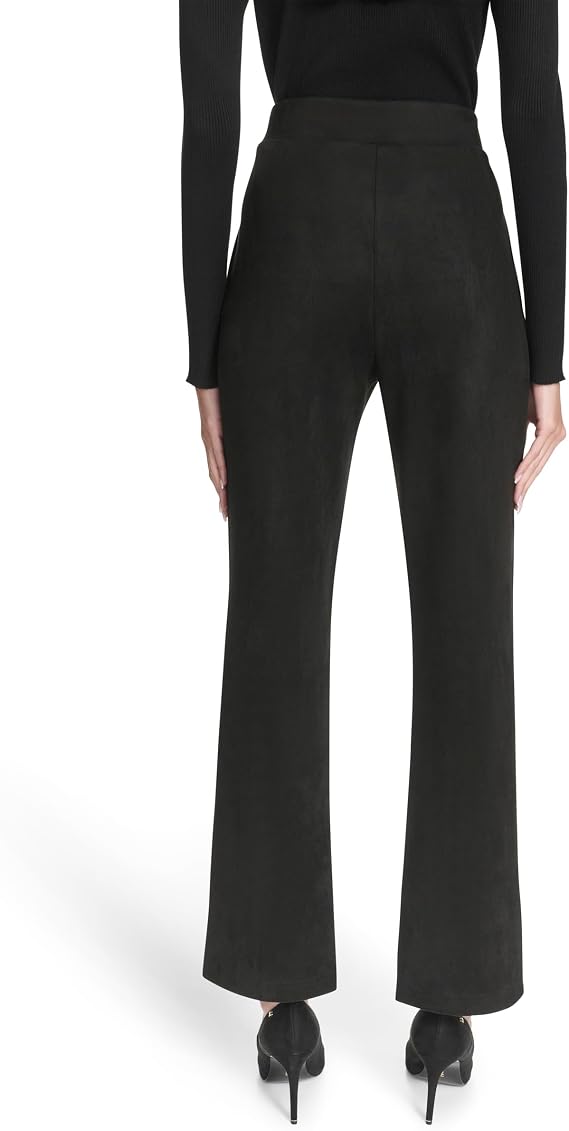 Halston Women's Split Front Pull on Faux Suede Pants