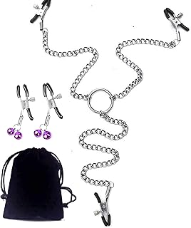Avheuesl Adjustable Metal Nipple Clamps Entertainment Clip for Women Non-Piercing Nipplerings Clip On Nipple Rings Decorative Clip for Clothing Accessories 3485 (UY)