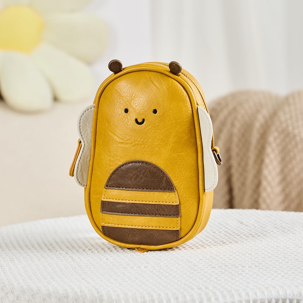 Premium Vegan Leather Novelty Crossbody Purse for Women & Kids – Convertible Mini Backpack with 2 Straps – Whimsical Animal & Sports Designs (Bee) – Unique Matching Gift - Image 5