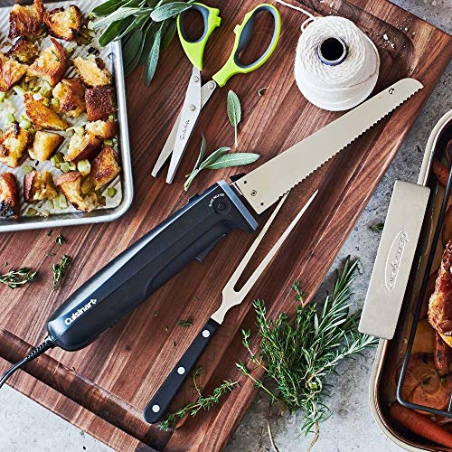 Cuisinart Electric Knife Set with Cutting Board, Electric Knife for Meat Slicing and Bread Slicing, Includes Bamboo Cutting Board for Kitchen and Serving Fork, CEK-41, Stainless Steel/Black by Cuisinart - Image 4