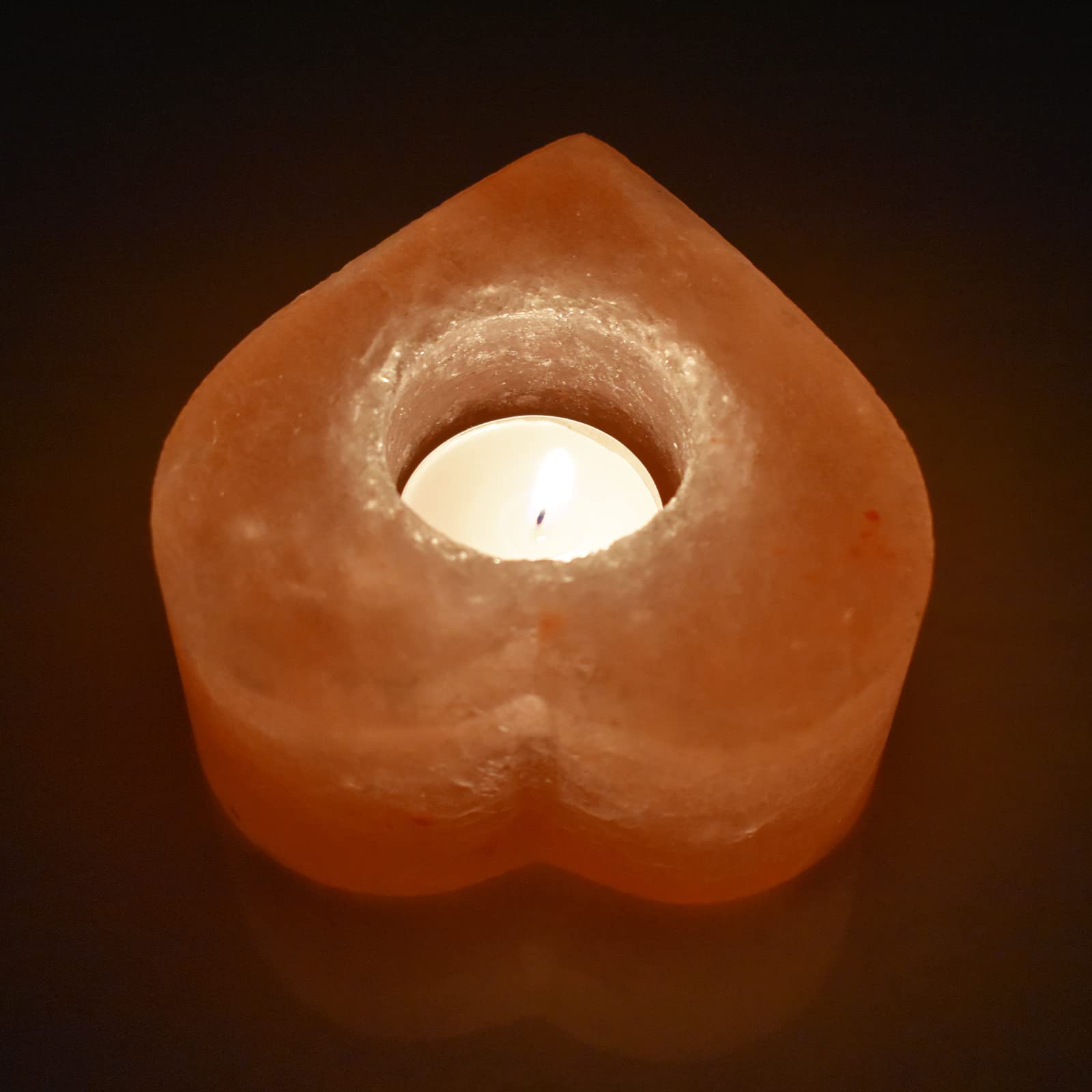 Himalayan Salt Tealight Holder Natural Pink Salt Candle Holder Crystal Rock Pink Lamps Spiritual Healing Crystal Gift Home Décor Ornament Gift (Heart Shape)