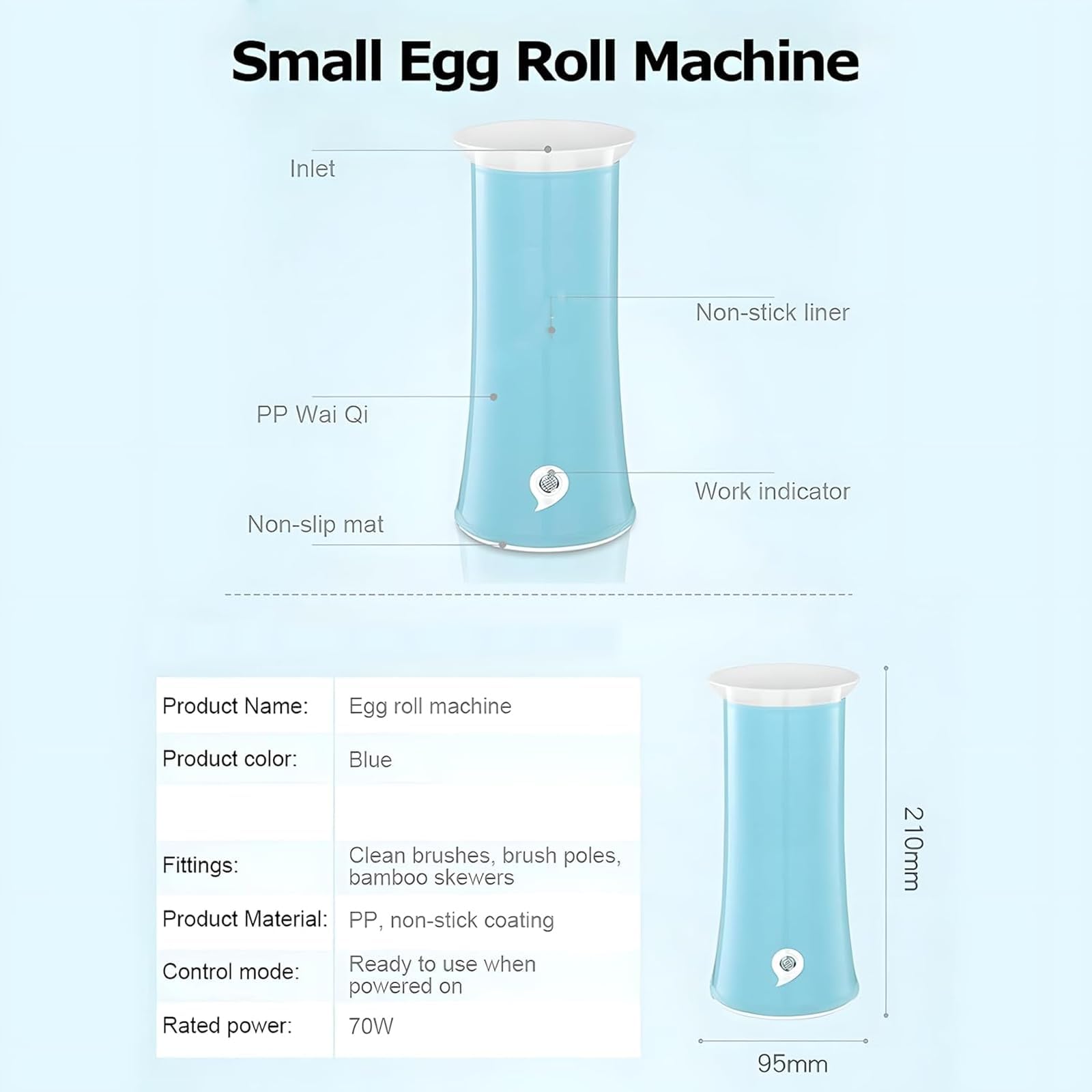 Máquina eléctrica para enrollar huevos, hervidor de huevos antiadherente con calentamiento de 360 grados, máquina multiusos para cocinar salchichas y tortillas para el desayuno en el hogar blue
