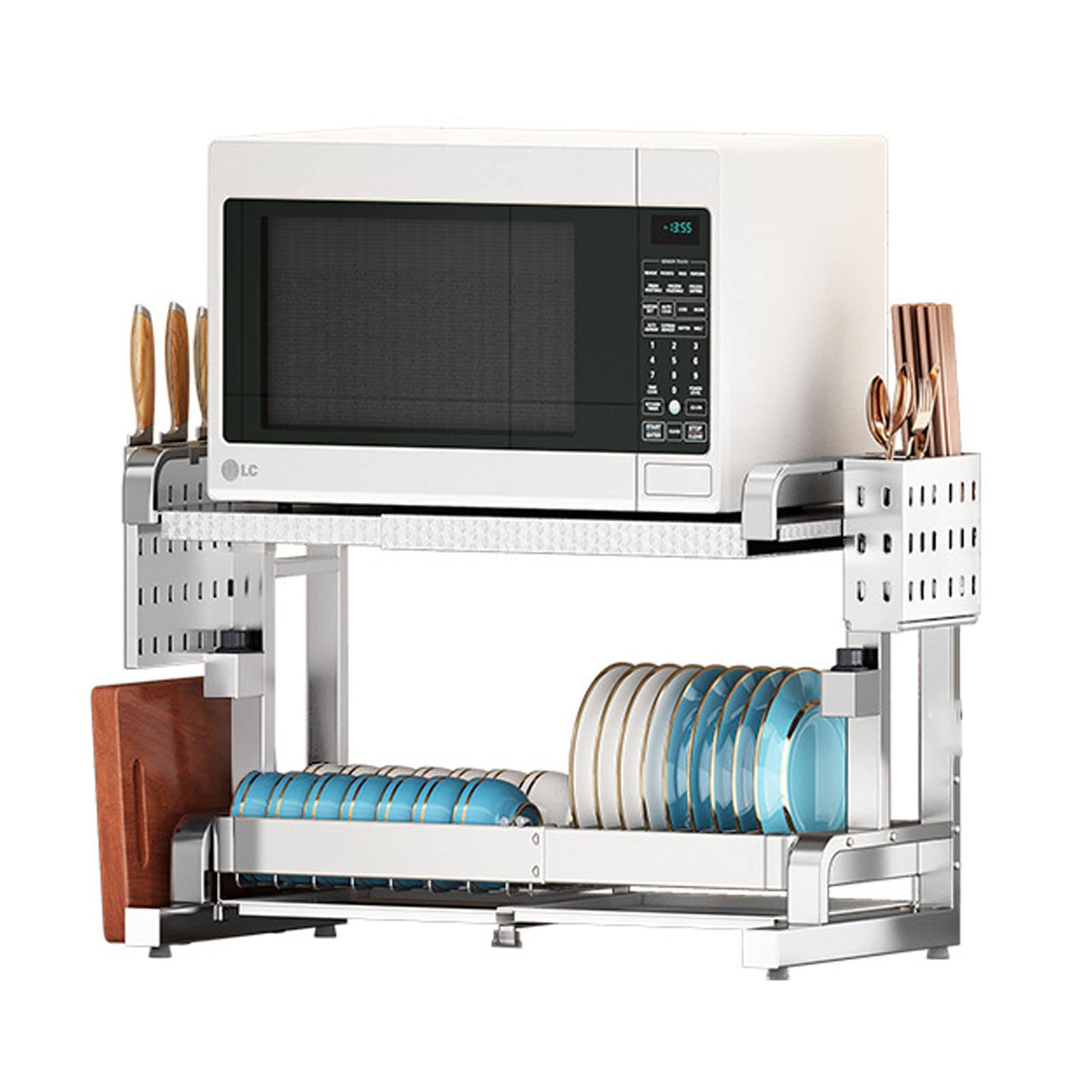Support micro-ondes extensible en acier inoxydable étagère fournitures de cuisine