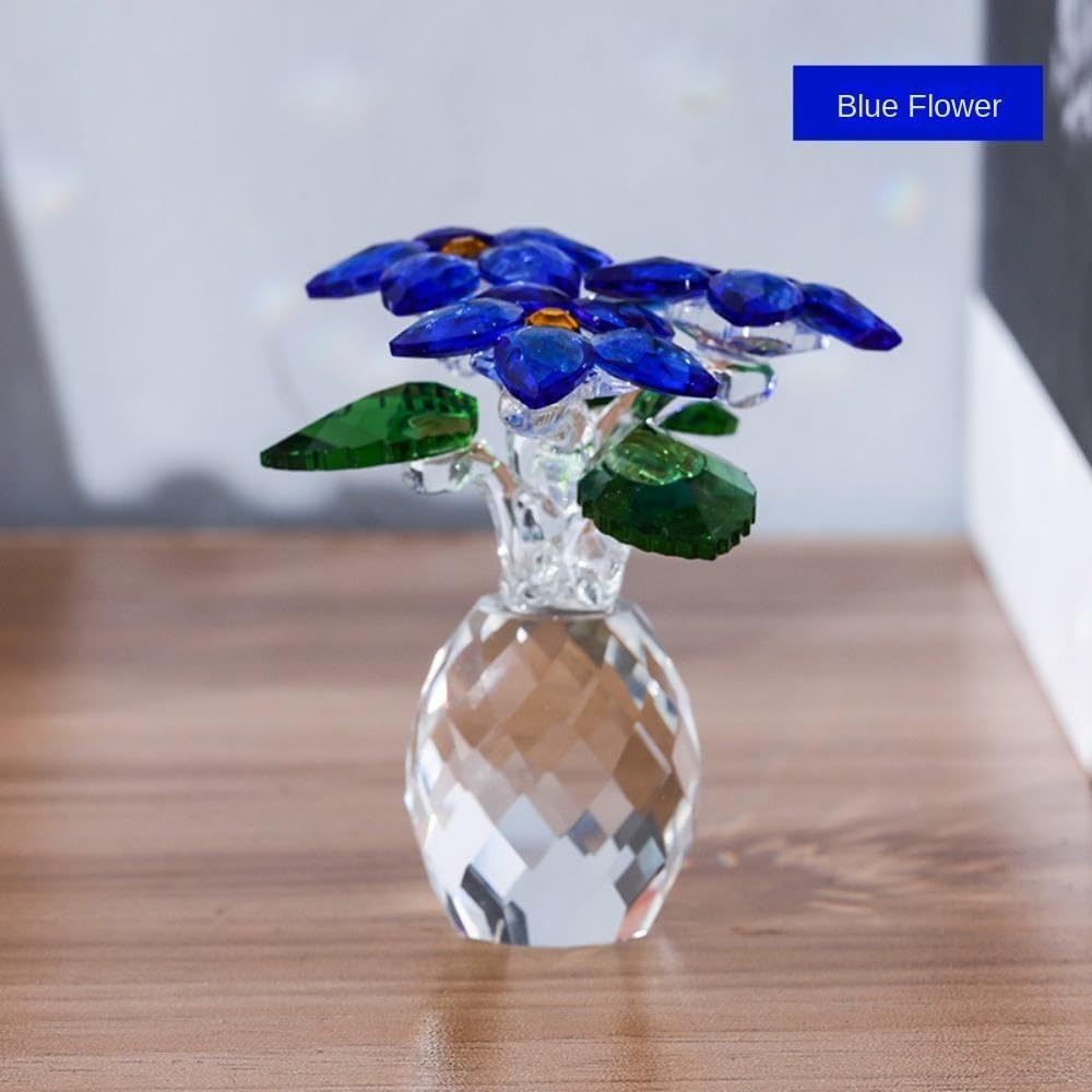 Blue Don't Forget Me Flower Desktop Decoration, Flower Statue Collection Shiny Crystal, Don't Forget Me Flower Room Decoration, Small Crystal - Image 2