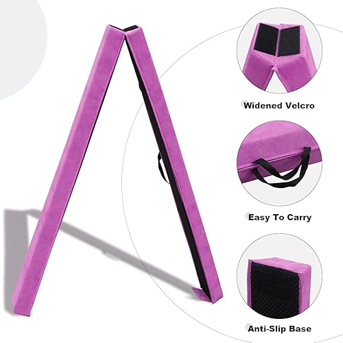 Miniatura 3 de FINCOME Haz de equilibrio de 8 pies9 pies10 pies equipo de gimnasia plegable para niños, haz de equilibrio para niños pequeños con base de goma