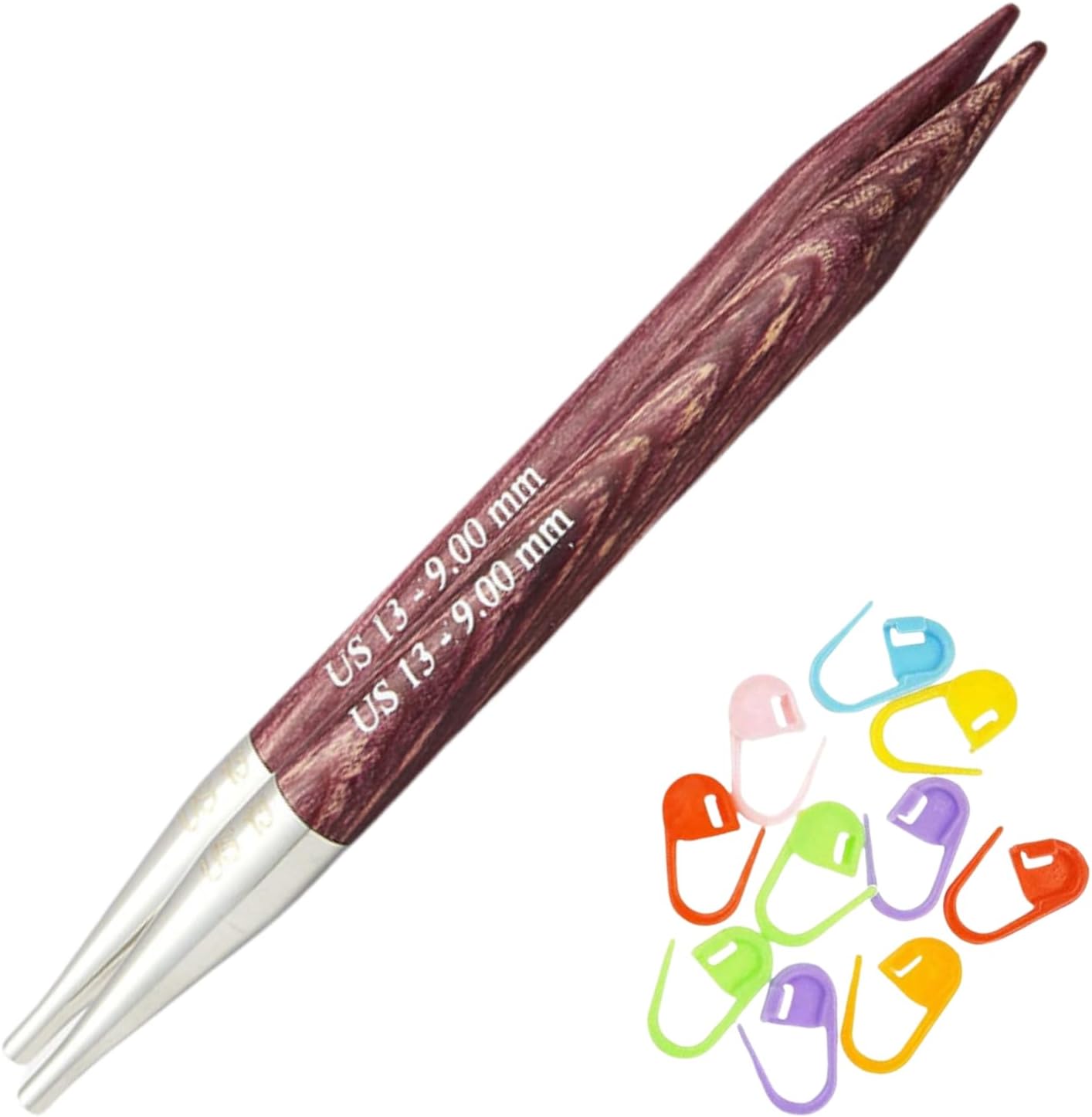 KnitPro Dreamz Interchangeable Circular Knitting Needles 5 inch, Size 15 (13cm, 10.00mm) with 10 Colorful Stitch Markers