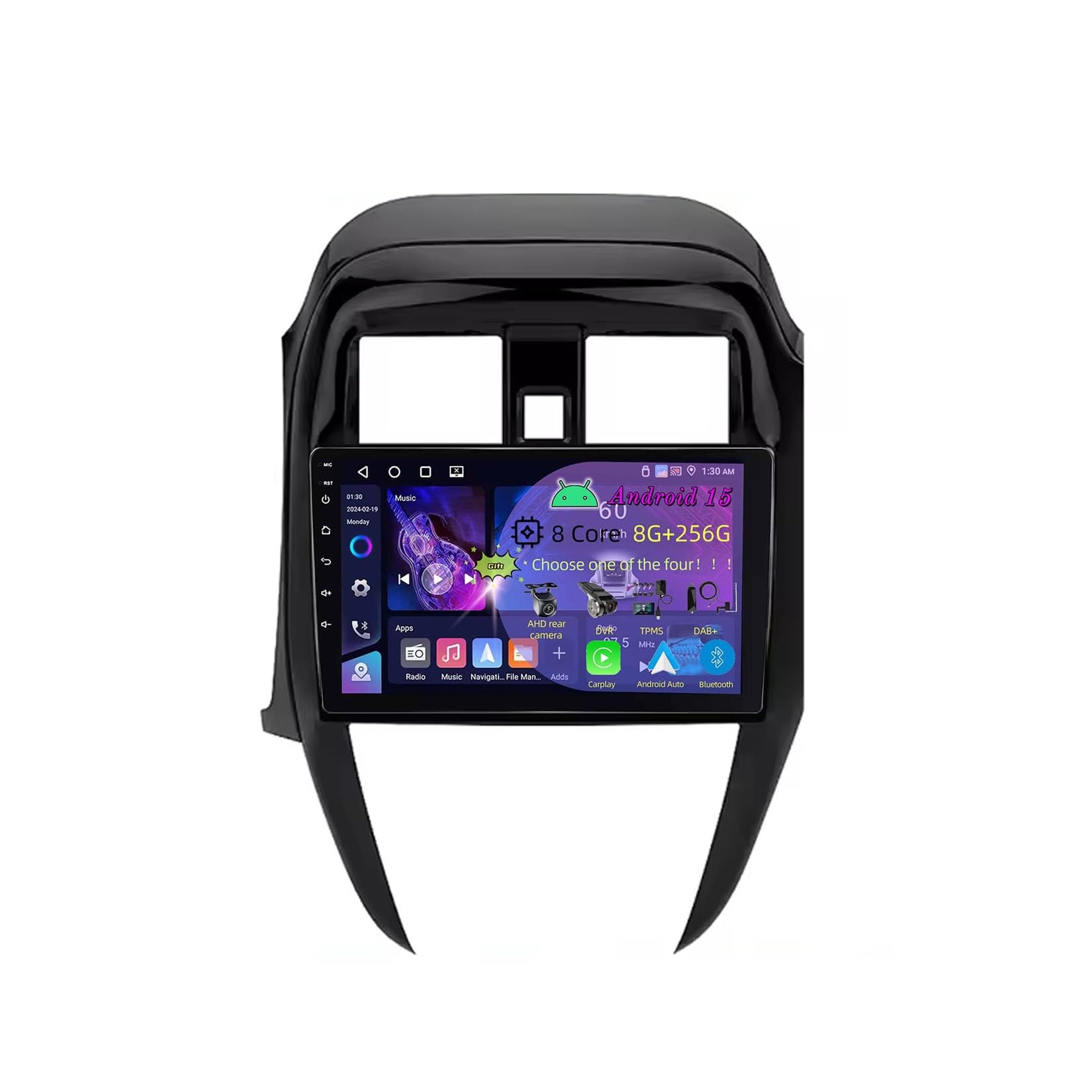 2-calowy, dwudinowy, samochodowy system stereo z systemem Android 15 do Nissana Versa 2014-2020 z kamerą cofania Car Play, sterowaniem z kierownicy, Bluetooth, GPS, radiem FM i Wi-Fi (C1 2+3