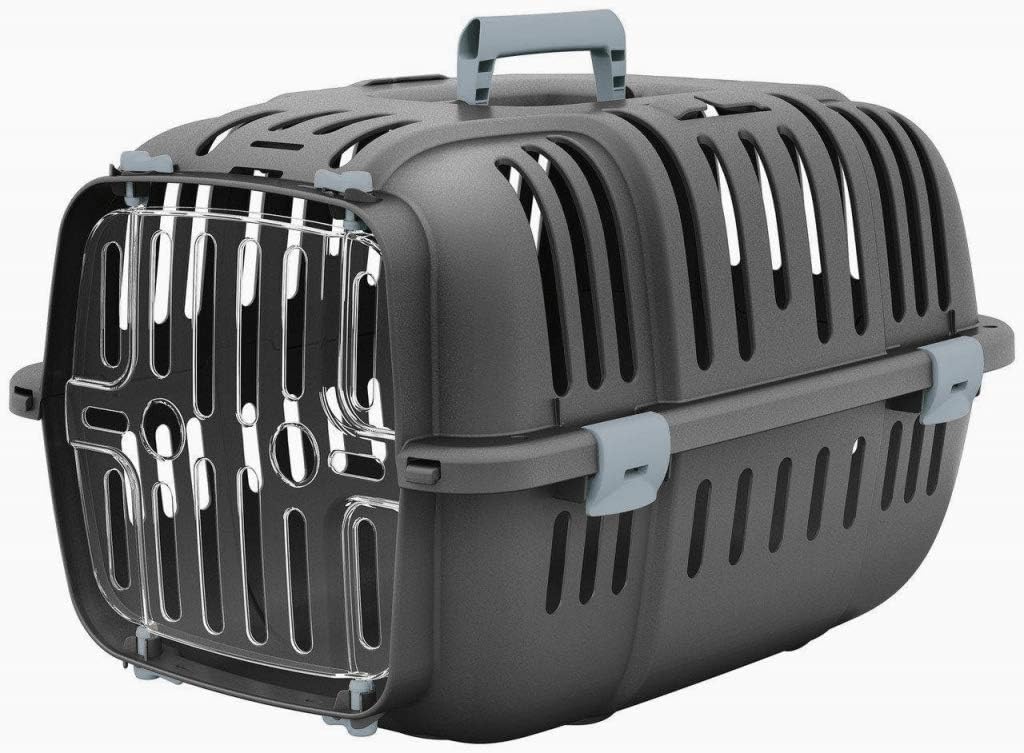 HERITAGE SKIPPA-DUO PLASTIC PET CARRIER DOG PUPPY CAT KITTEN RABBIT TRANSPORT TRAVEL CAGE (2-TONE GREY)