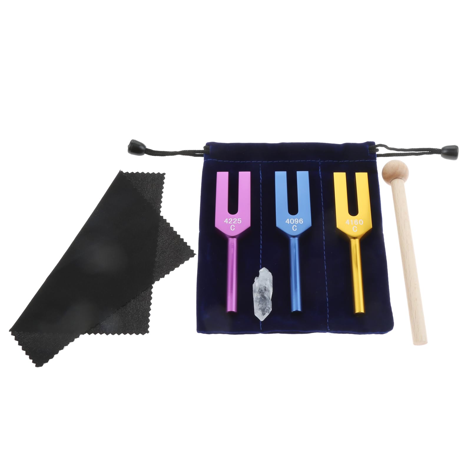 Angel Tuning Forks Set - 4096 Hz, 4160 Hz, 4225 Hz for Musical Instrument, with Silicone hammer and Soft Storage Bag, Colored