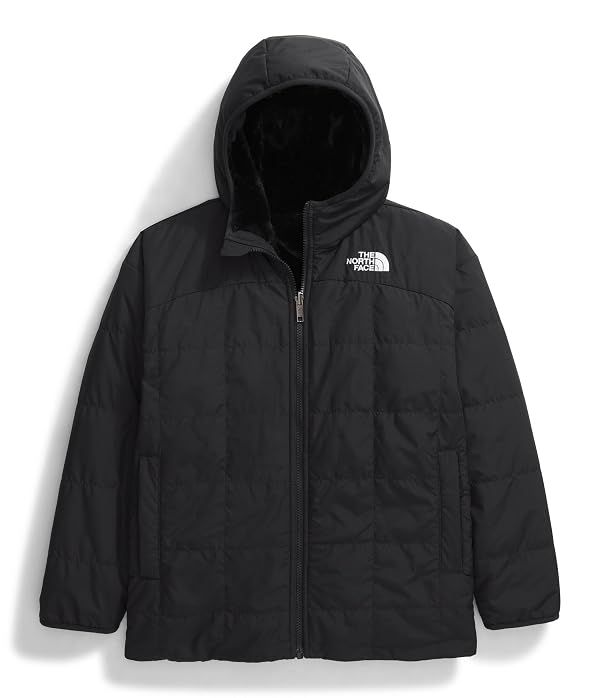 The North Face Girls' Reversible Shasta Short Parka - Water Repellent Jacket with Synthetic Insulation, Fleece Lining & Hood, TNF Black, Large by The North Face - Image 7