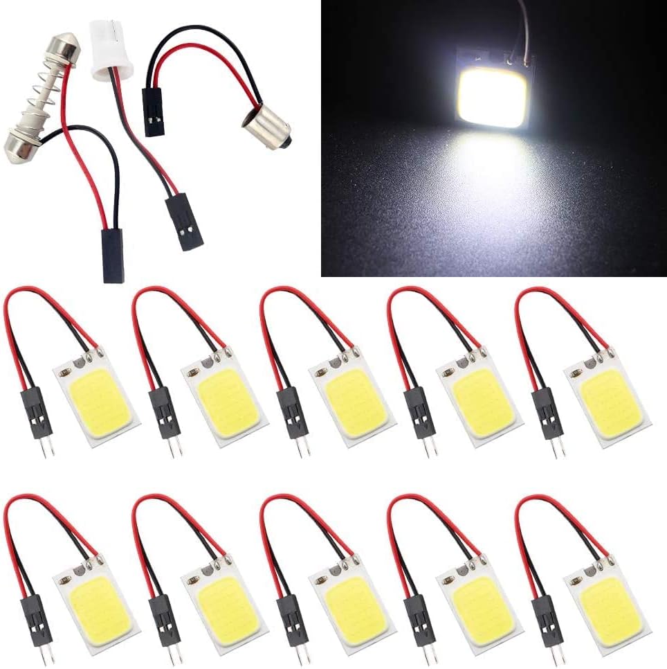 ICBEAMER 10 Uds 1.063 in COB LED Panel Luz de Domo Auto Placa de Lectura Interior Luz Techo Interior Techo Interior Color Blanco