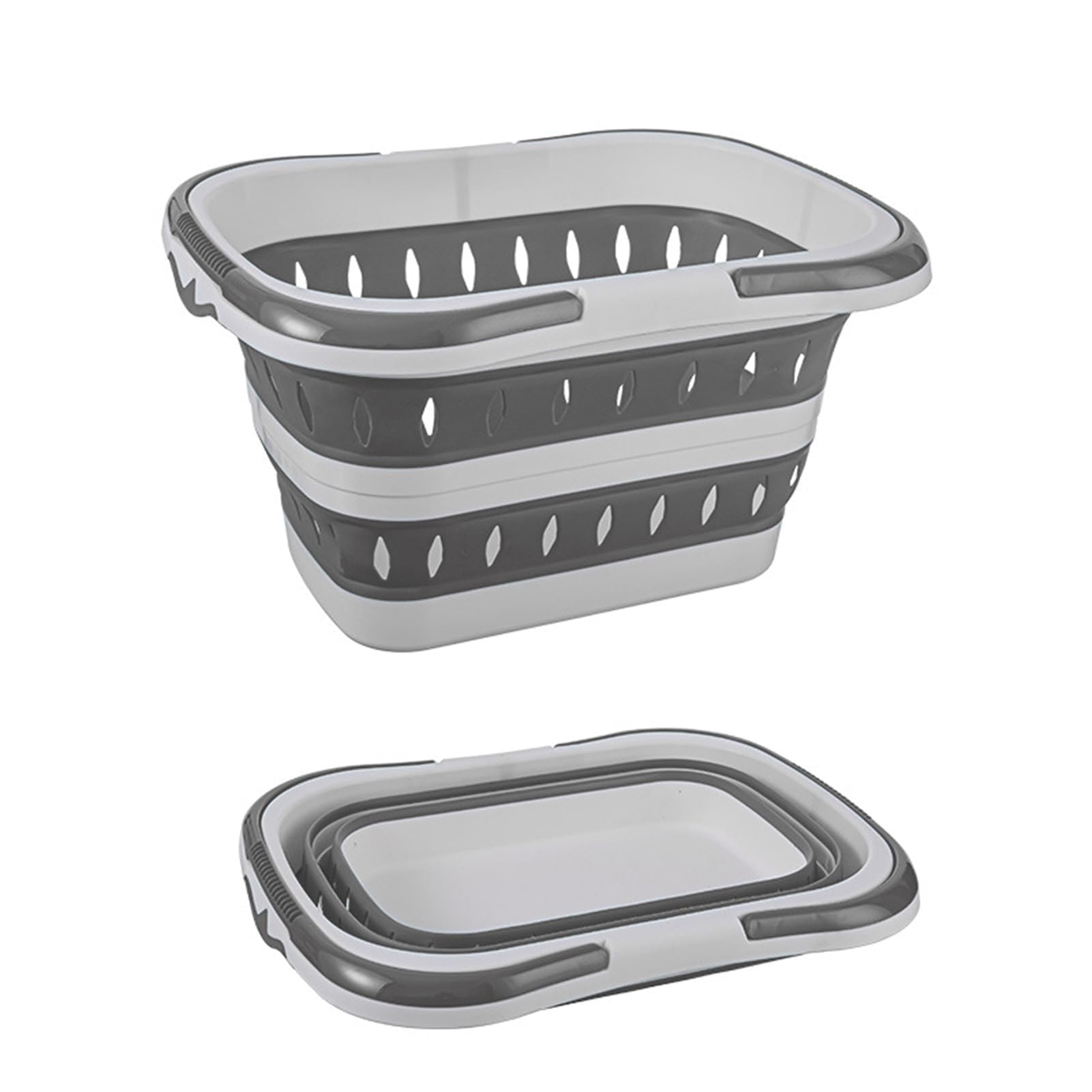 Qinlenyan Collapsible Laundry Hamper Portable Storage Basket Folding Plastic Bath Caddy with Handle Large Capacity for Travel Home Grey