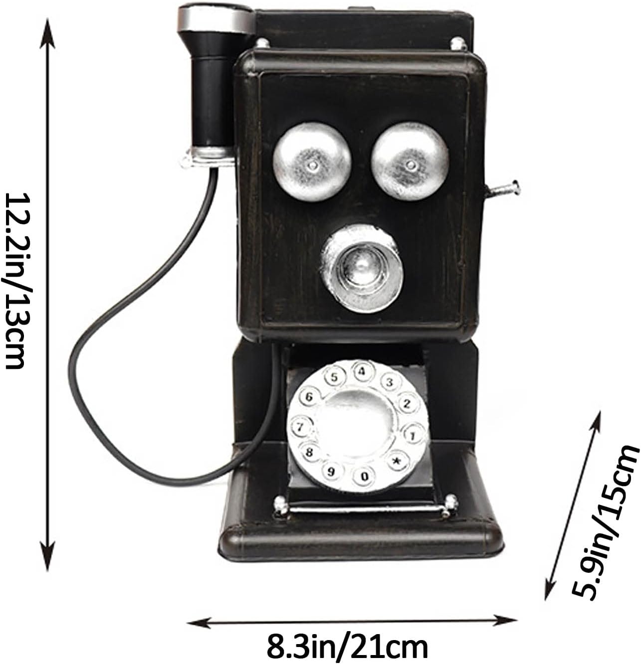 Antique Telephone Creative Retro Decorative Phone Iron Telephone Decorating Cafe Bar Window Decoration - Black
