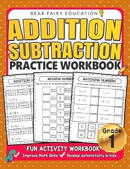 Addition Subtraction Practice Workbook, Grade 1 Math Workbook Daily Practice Workbook for 1st Graders, 1st Grade Math, Grade 1 Addition