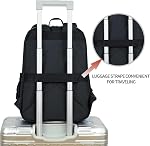 KROSER Laptop Backpack 15.6 Inch Stylish Daypack with USB Charging Port, Water-repellent Nylon Backpack Backpack for Travel/Business/Women/Black