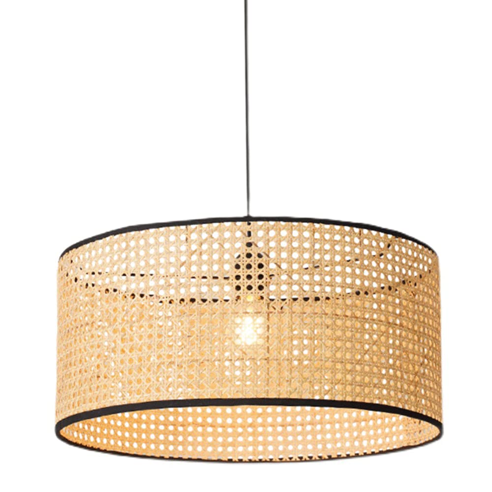 Lampe suspendue en rotin tissée main, lustre en bambou artisanat d'exception