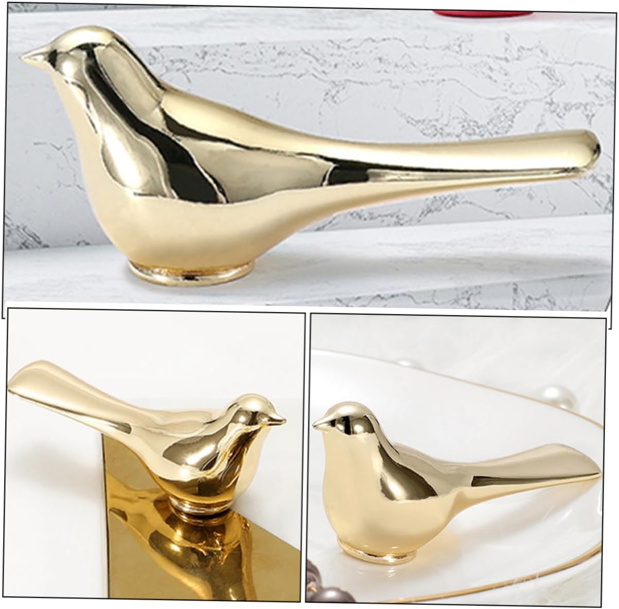 2 Pcs Bird Shaped Metal Cabinet Pull Handles Decorative Knobs for Kitchen and Bathroom Matte Finish Elegant Style
