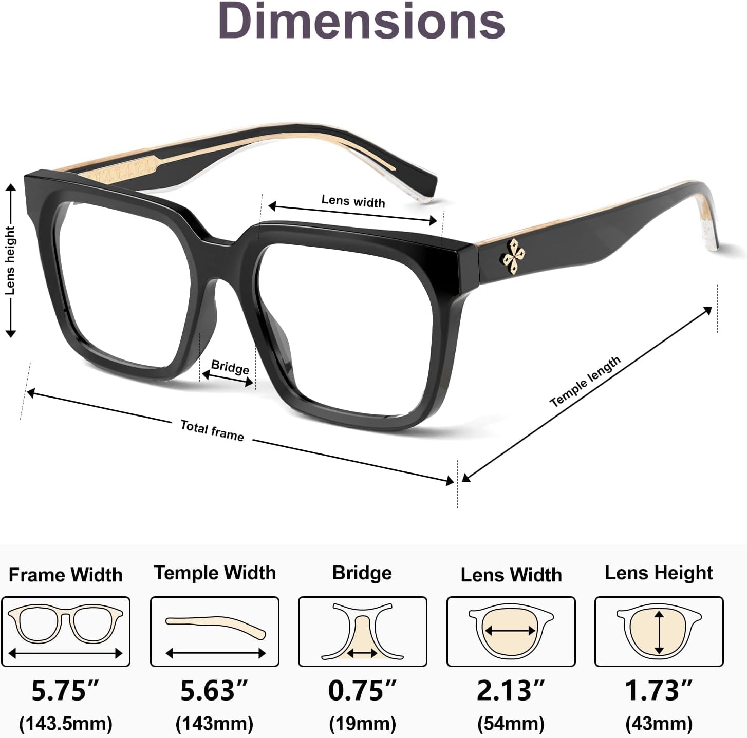 VISOONE Rectangle TR90 Blue Light Blocking Glasses Computer Eyewear with Preppy Look for Women and Men Cougar - Image 5