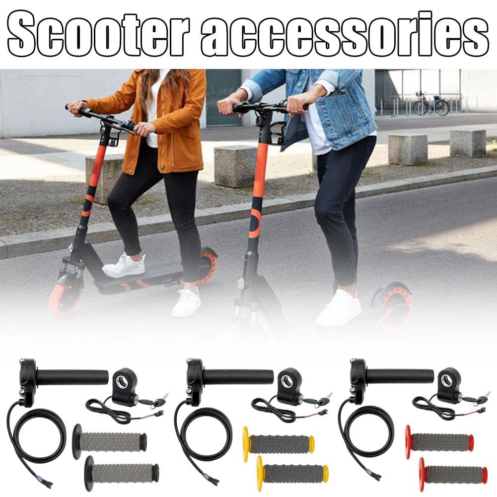 Kit de cable de agarre del acelerador de Ebike, acelerador de giro completo para Ebike, aceleradores Ridstar Q20 para scooter con encendido con llave y agarres ergonómicos antideslizantes para