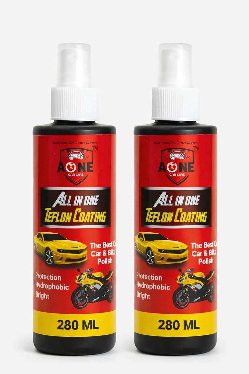 AONE Car Care All in One Teflon Coating Polish, Car & Bike, Hydrophobic Protection, 280 ML pack of 2Pcs-image-42
