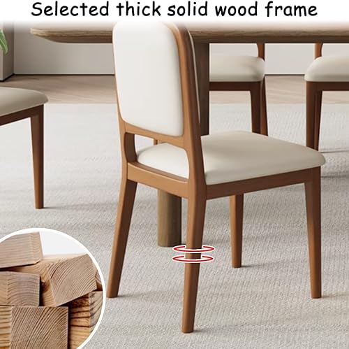 Miniatura 4 de YVYKFZD Sillas de comedor de madera maciza, juego de sillas de cocina sin brazos, silla de comedor tapizada de cuero, silla de sala de estar Caqui