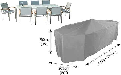 Miniatura 5 de Bosmere Juego de 8 asientos rectangular resistente a la intemperie para patio al aire libre, 116 pulgadas de largo x 80 pulgadas de ancho x 36
