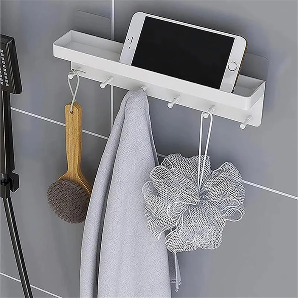 Wall Coat Racks 6 Hooks Wall Mounted Shelf Organizer, Key Holder, Tableware Hanger, Kitchen Storage Rack, Bathroom Coat Racks