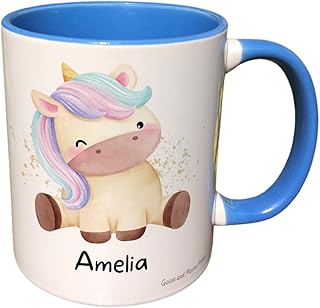 Personalised Unicorn Mug Gift - Present for Unicorn Lovers - Gifts for Magical Creature Lovers - Personalised Mythical Creature Animal (Navy)