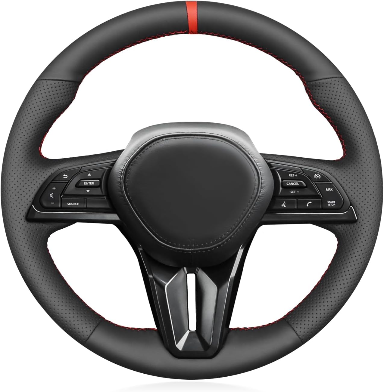 MEWANT Steering Wheel Cover for Nissan GT-R GTR 2017-2024 Hand-Stitched for Nissan Genuine Leather Car Steering Wheel Wrap