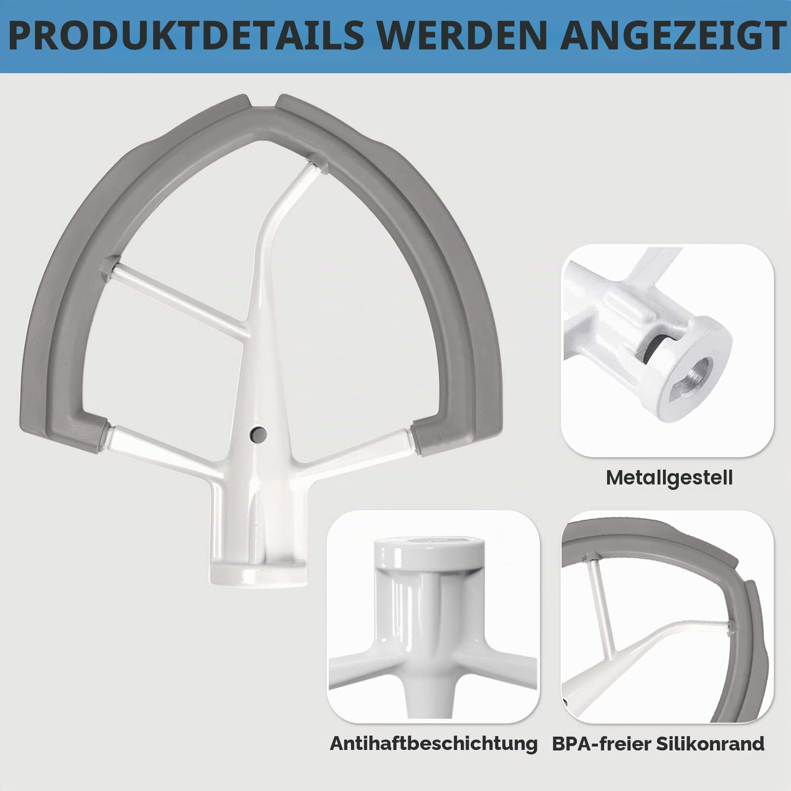Flexi-Rührer für KitchenAid 6 Quart Schüssel-Lift Standmixer, Flex Edge Schlägel Mit Beide Kanten Flexiblem Silikon, und Zubehör Mixer-Schiebematte für Kitchen Aid 6,6 L Küchenmaschine