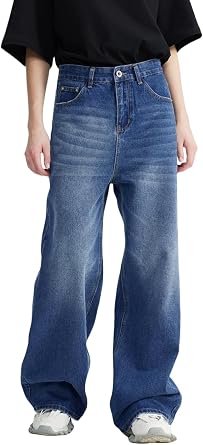 Baggy Mens Loose Fit Y2k Pants - Vintage Casual Skater Jeans with Wide Legs - Hip Hop Aesthetic Streetwear