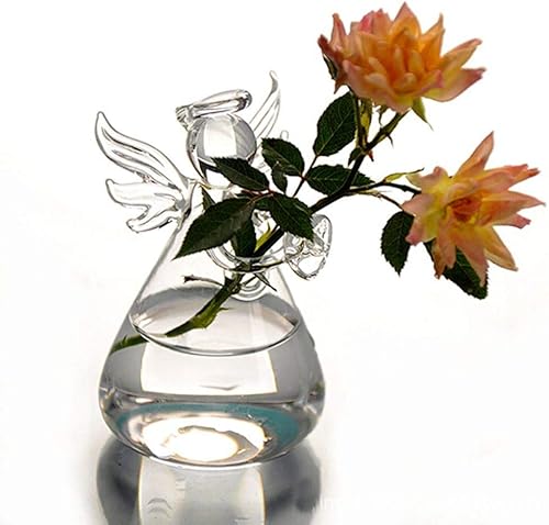 Jarrones de vidrio con diseño de ángel, maceta colgante de ángel transparente, contenedor de terrario, 2.8 x 4.7 pulgadas, mini jarrón con forma de