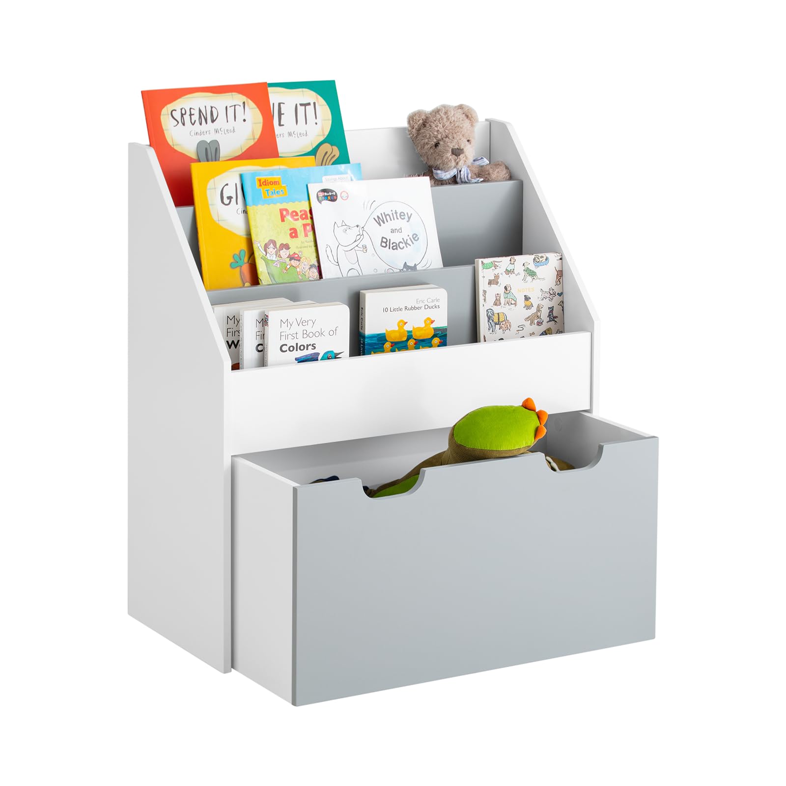 KMB103-WN Boekenrek voor kinderen, speelgoedrek, boekenkast met