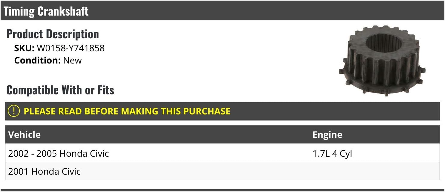 Marketplace Auto Parts Timing Crankshaft - Compatible with 2001-2005 Honda Civic