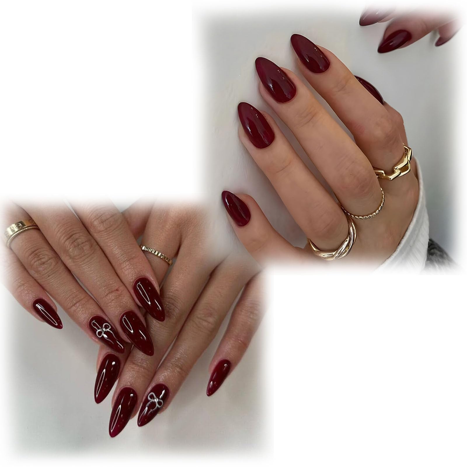 2 Boxes of 58 Pieces Press On Nails Kit, Artificial Nails for Women, Fake Nails with Nail Extensions, Stick On Nails for Special Occasions and Daily