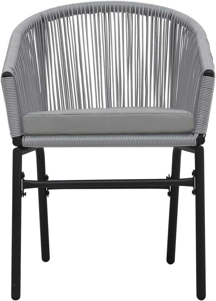 3 Piece Bistro Set with Cushions,Patio Decor,Outdoor Table Chairs,Conversation Furniture,Afternoon Tea Suit, for Yard, Patio, Garden, Poolside, Balcony,Sitting Area, PVC Rattan Anthracite