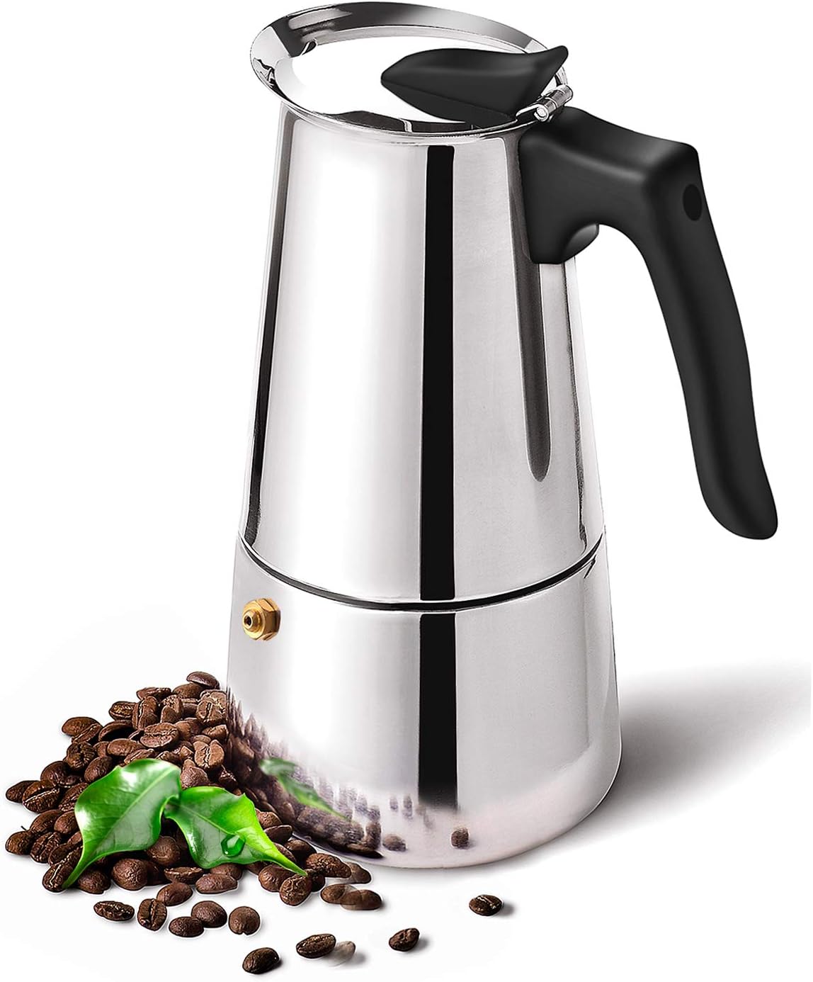 DclobDop Stovetop Espresso Maker with Classic and Rich Brews Moka Pot,Cuban Coffee Maker Stove top Espresso Shot Maker for Espresso italian coffee maker (L-handle, 9cup/400ml)