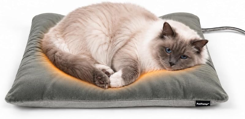 Colchonete Aquecido para Gatos e Cães Pequenos PetTemp com Controle Automático, Impermeável, 20 W – 39,88 x 31,75 cm