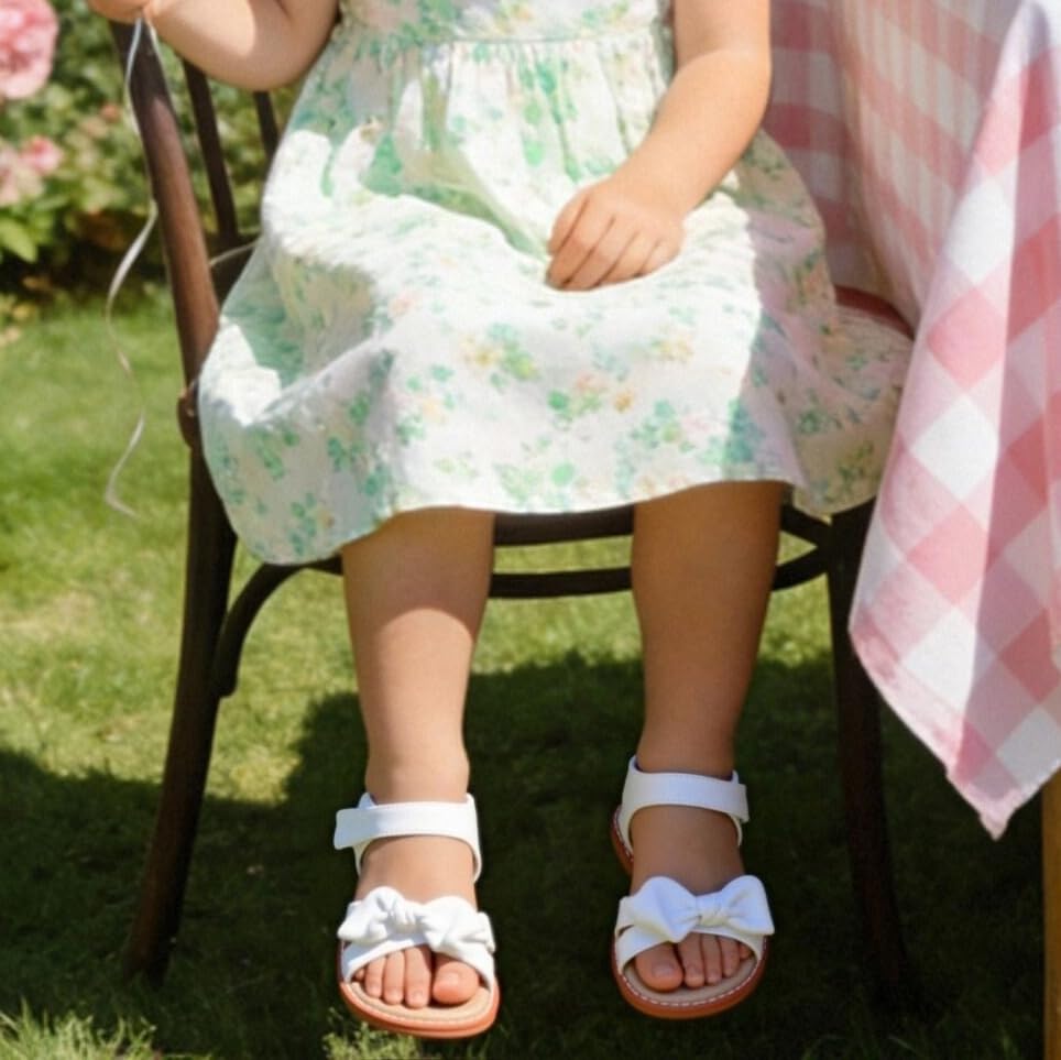 Image of ESTINE Toddler /Little Kid Girls Bow Open Toe Flat Evening Dress Sandals