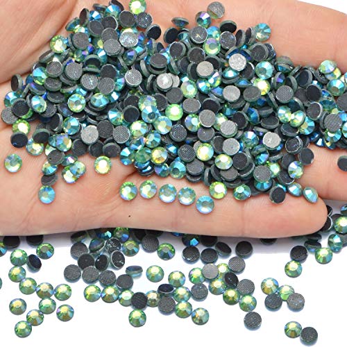Image of 1000 Pieces Hot Fix Glass Flatback Rhinestones HotFix Round Crystal Gems (Green AB, SS20)
