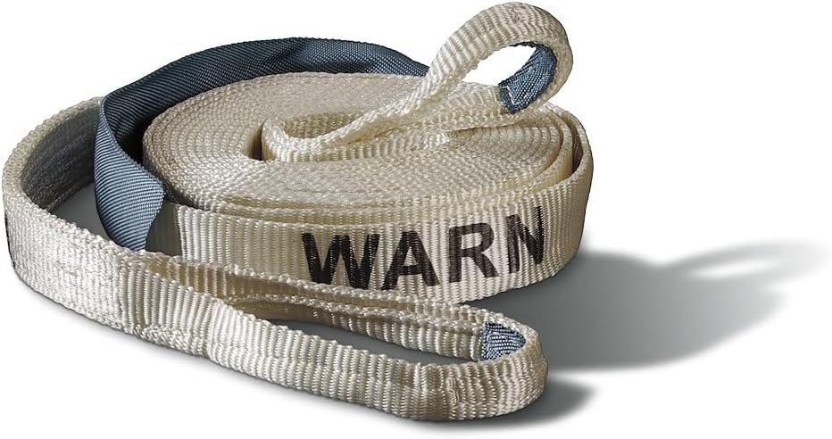 WARN 88922 Nylon Webbing Premium Recovery Strap, 7.2 Ton (14,400 lb) Capacity, 2" Width x 30' Length, White