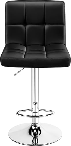 Miniatura 28 de Topeakmart Taburetes de bar modernos de altura ajustable, taburete giratorio de piel sintética, silla trasera de isla de cocina, taburete giratorio