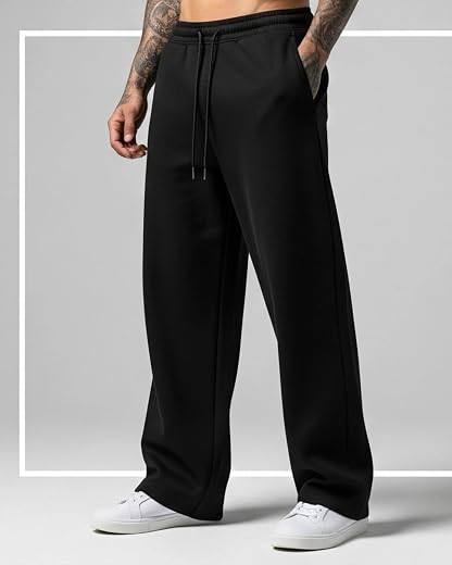 94MEHJ Men's Baggy Track Pants, Baggy Streetwear, Poly-Cotton Track Pants, Elastic Waist &amp; Relaxed Fit Bottoms. (in, Alph...