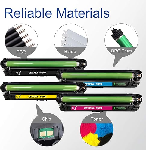 Miniatura 4 de GREENRHINO Cartucho de tóner remanufacturado de repuesto para HP 650A CE270A CE271A CE272A CE273A CP5525 CP5525dn CP5525n CP5525xh M750dn M750n