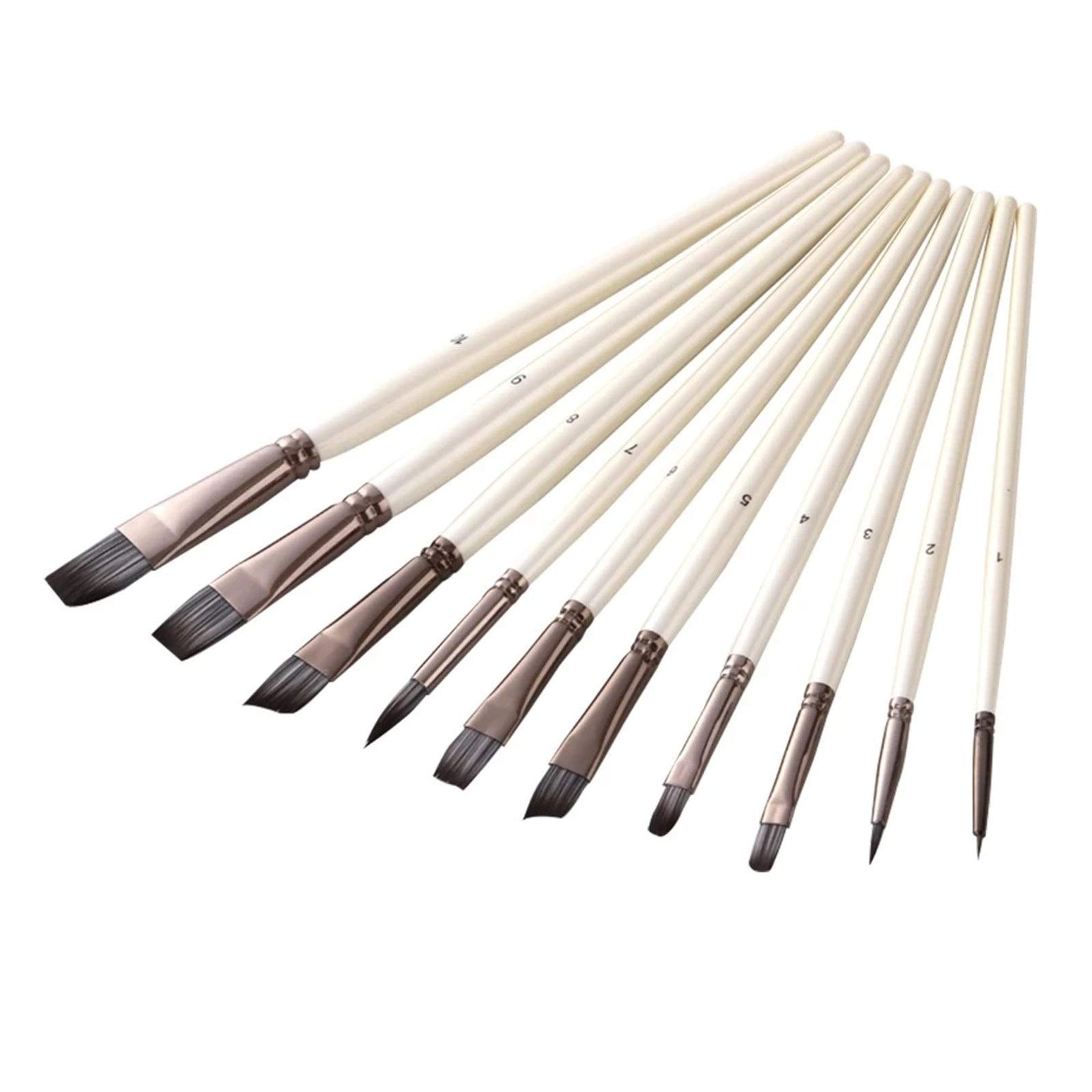 Ensembles de Pinceaux 10pcs / Set Artiste Polyvalent Brosses PinceauBrush Cheveux Nylon Perlescent pour Débutants et Professionnels