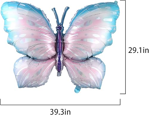 Miniatura 2 de 2 globos de mariposa para fiesta de cumpleaños temática de mariposa, baby shower, decoración de boda (39.3 x 29.1 pulgadas)
