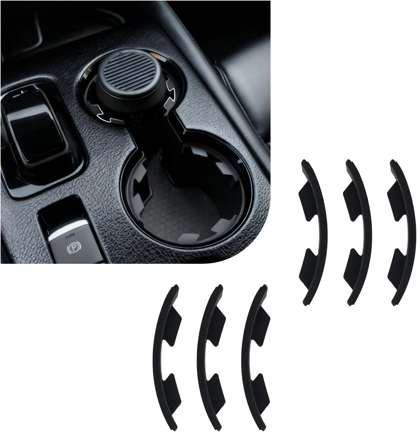 6PCS Car Cup Holder Insert Limiter Silicone,Curved Leaf Cup Holder Inserts for Car to Avoid Water Cups Shaking,Universal Self-Adhesive Cupholder Insert for Cars,SUVs