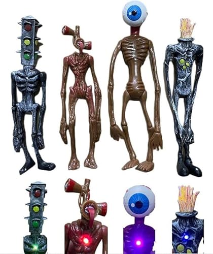 Themaz 4Pcs/Set 8.2Inch Siren Head Action Figure Toy Sirenhead For Kids Horror Toys Scp Model Scary Doll With Light Movable Joints Foundation Birthday Gift #TOP1