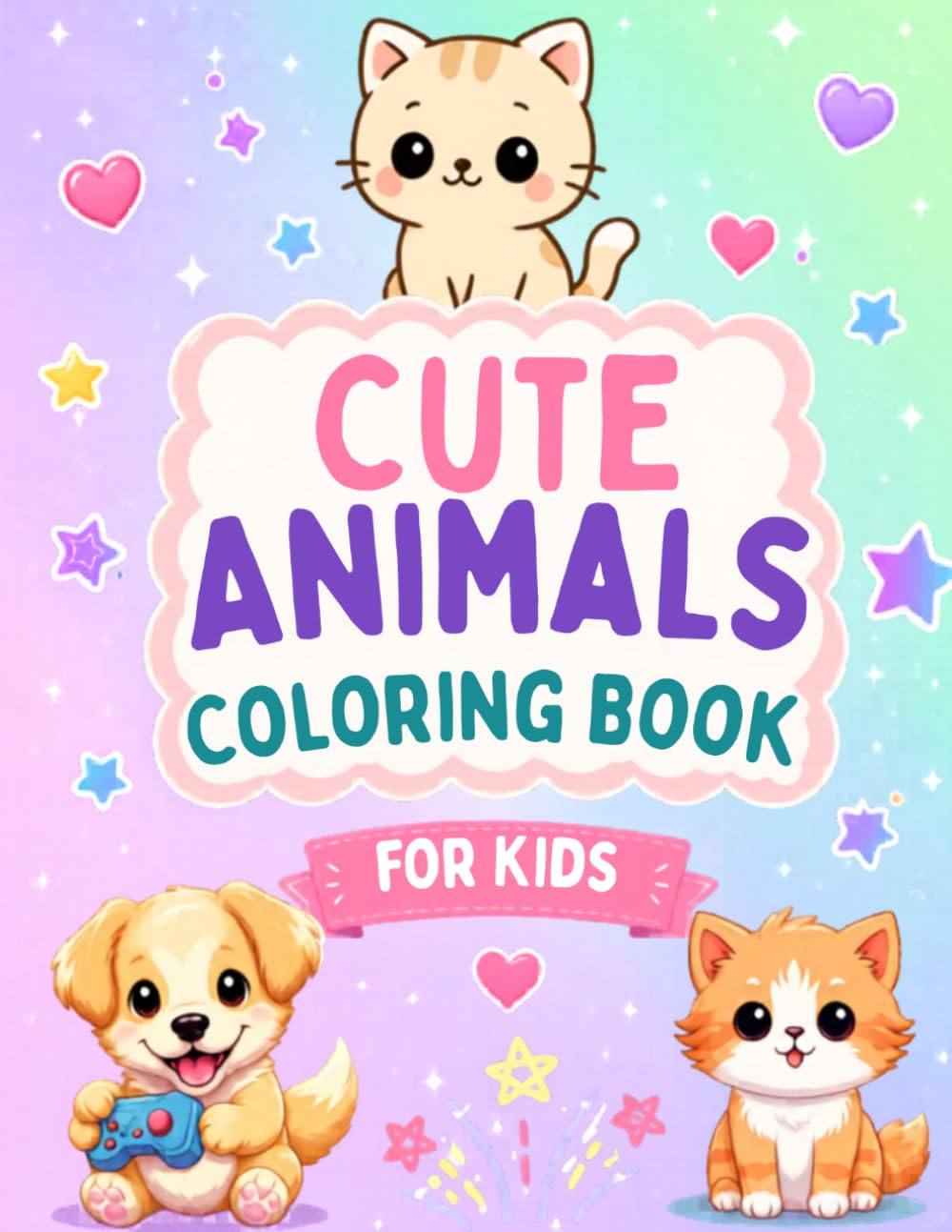 Cute Animals Coloring Book for Kids Ages 4–8: Easy and Fun Animal Coloring Pages