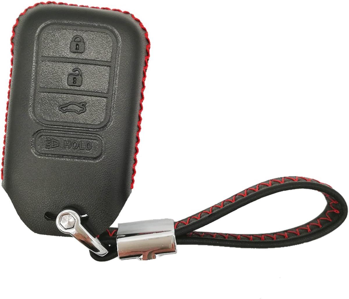 Alegender Leather Key Fob Cover Protector for 2018 2019 2020 2021 Honda Accord Sport Fit EX EXL HRV Civic SIBlack